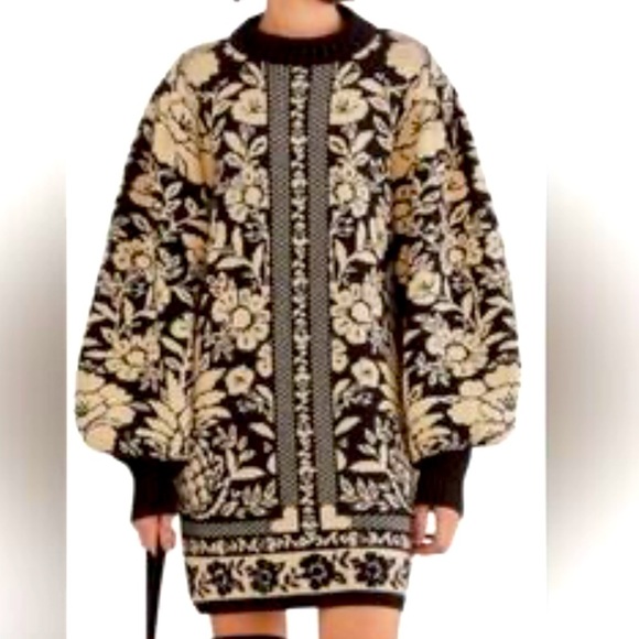 FARM Rio Dresses & Skirts - Farm Rio Black Pineapple Garden Mini Sweater Dress Size XL
